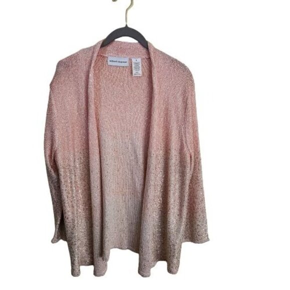 Alfred Dunner Peach Ombre Sequined Cardigan Sweater ASO Betty White Size M - Picture 1 of 10